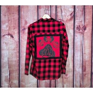 Upcycled Hogs for Paws Flannel Shirt Red Plaid XS
